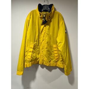 Vintage Tommy Hilfiger  Fleece Lined Winter Coat Yellow & Blue w Hood Large JL
